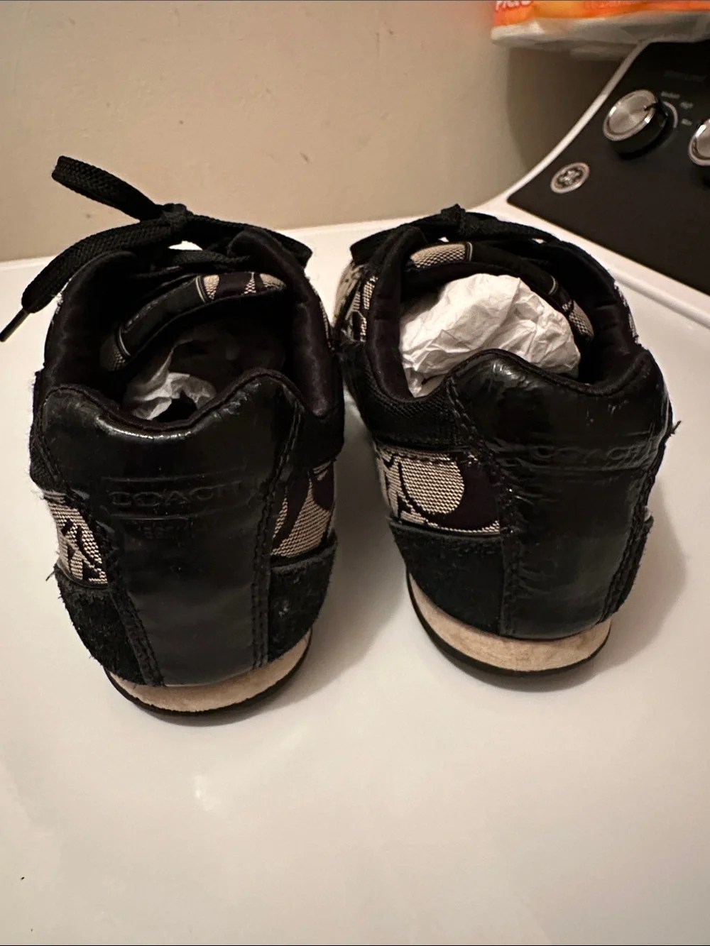 Coach Black and Tan Signature Canvas Sneakers